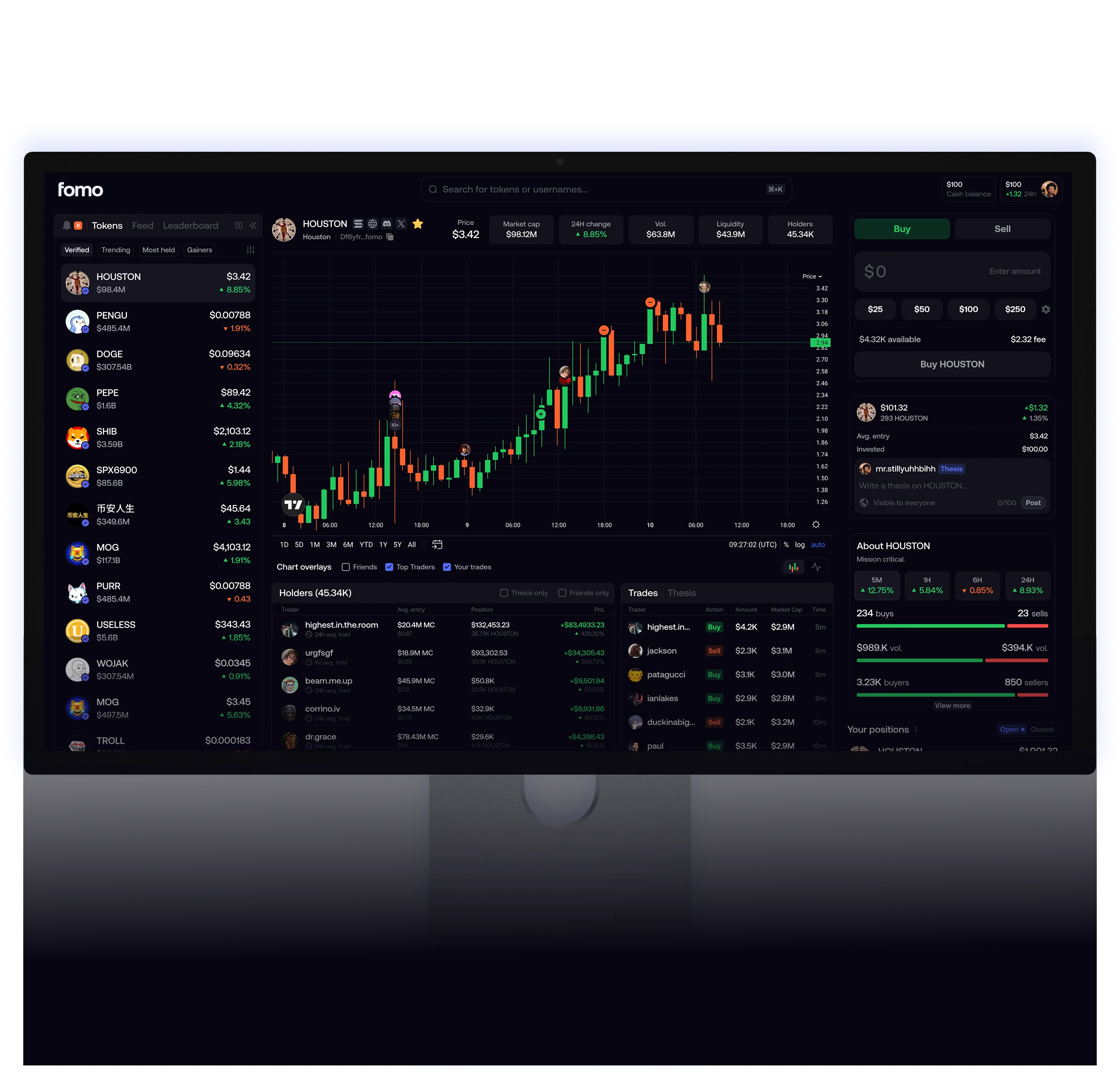 fomo web app on a desktop monitor